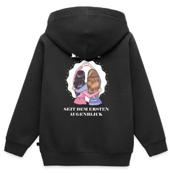 Freundschaftsherz Design mit Frauenfreundinnen - Kinder Premium Organic Zip Hoodie - Schwarz - Hinten - AI Model Kid Male (0cm)