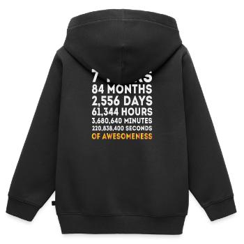 Cadeau de garçons de filles de 7ème anniversaire, anniversaire de 7 ans - Sweat Premium à capuche zippé enfant bio - noir - Dos - AI Model Kid Male (0cm)