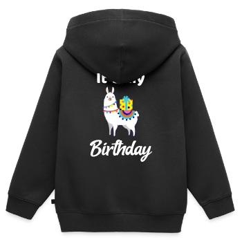 J’ai un cadeau de bébé fête d’anniversaire - Sweat Premium à capuche zippé enfant bio - noir - Dos - AI Model Kid Male (0cm)