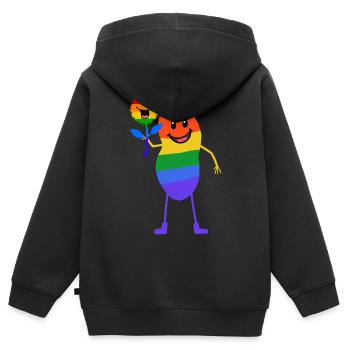 Erdnuss Gay Liebe Anders Partnerschaft LGBT Paar - Kinder Premium Organic Zip Hoodie - Schwarz - Hinten - AI Model Kid Male (0cm)