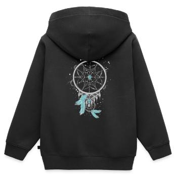 Ethno filigrane attrape-rêves en argent couleurs - Sweat Premium à capuche zippé enfant bio - noir - Dos - AI Model Kid Male (0cm)