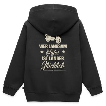 Mofa - Kinder Premium Organic Zip Hoodie - Schwarz - Hinten - AI Model Kid Male (0cm)