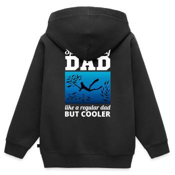 Pêche sous-marine Pêche sous-marine Papa Fête des Pères - Sweat Premium à capuche zippé enfant bio - noir - Dos - AI Model Kid Male (0cm)