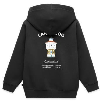Insel Langeoog, Wasserturm, Wahrzeichen - Kinder Premium Organic Zip Hoodie - Schwarz - Hinten - AI Model Kid Male (0cm)