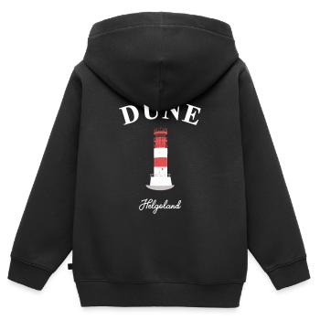 Leuchtturm auf Düne, Helgoland, Nordsee, Zeichnung - Kinder Premium Organic Zip Hoodie - Schwarz - Hinten - AI Model Kid Male (0cm)
