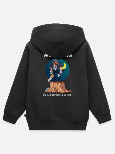 Leñador y sus herramientas - Sudadera Premium con capucha y cremallera infantil orgánica - negro