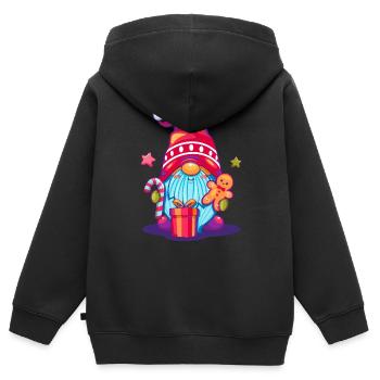 Dessin animé coloré du pop art des elfes de Noël - Sweat Premium à capuche zippé enfant bio - noir - Dos - AI Model Kid Male (0cm)