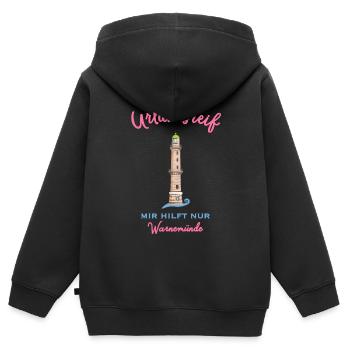 Kultiger alter Leuchtturm Warnemünde , Urlaubsreif - Kinder Premium Organic Zip Hoodie - Schwarz - Hinten - AI Model Kid Male (0cm)