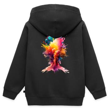Color needs no words - Farbe braucht keine Worte - Kinder Premium Organic Zip Hoodie - Schwarz - Hinten - AI Model Kid Male (0cm)