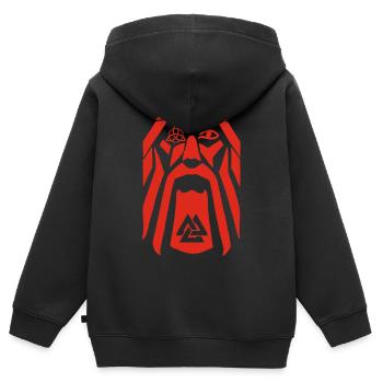 Wikingerkrieger (rot) - Kinder Premium Organic Zip Hoodie - Schwarz - Hinten - AI Model Kid Male (0cm)