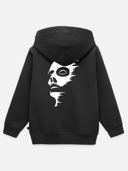 Geisterhaftes Gesicht - Kinder Premium Organic Zip Hoodie - Schwarz