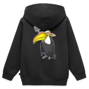 Tukan Landwirt Harke Bauernhof - Kinder Premium Organic Zip Hoodie - Schwarz - Hinten - AI Model Kid Male (0cm)