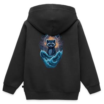 Waschbär Flasche - Kinder Premium Organic Zip Hoodie - Schwarz - Hinten - AI Model Kid Male (0cm)
