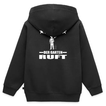 Garten - Kinder Premium Organic Zip Hoodie - Schwarz - Hinten - AI Model Kid Male (0cm)