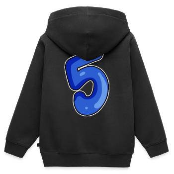 Numéro 5 Numéro Bleu - Sweat Premium à capuche zippé enfant bio - noir - Dos - AI Model Kid Male (0cm)