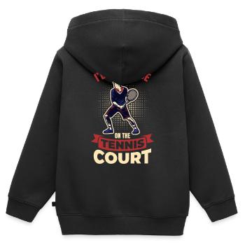 Ich wäre lieber auf dem Tennisplatz - Kinder Premium Organic Zip Hoodie - Schwarz - Hinten - AI Model Kid Male (0cm)