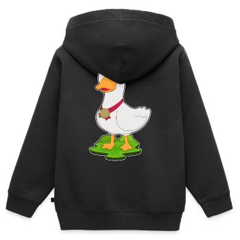 Ente Medaille - Kinder Premium Organic Zip Hoodie - Schwarz - Hinten - AI Model Kid Male (0cm)