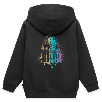 Dresden Farbexplosion Frauenkirche Souvenir Logo - Kinder Premium Organic Zip Hoodie - Schwarz - Hinten - AI Model Kid Male (0cm)