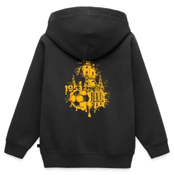 1953 Dresden Fußball Frauenkirche Souvenir Symbol - Kinder Premium Organic Zip Hoodie - Schwarz - Hinten - AI Model Kid Male (0cm)