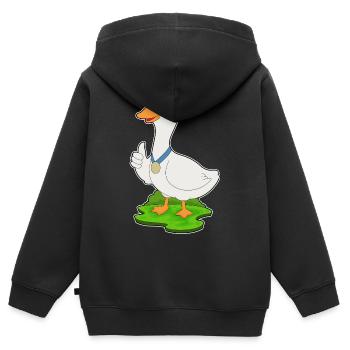 Médaille du canard - Sweat Premium à capuche zippé enfant bio - noir - Dos - AI Model Kid Male (0cm)