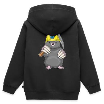 Mineur de taupe Pioche Exploitation minière - Sweat Premium à capuche zippé enfant bio - noir - Dos - AI Model Kid Male (0cm)