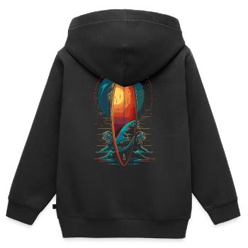 Planche de surf - Sweat Premium à capuche zippé enfant bio - noir - Dos - AI Model Kid Male (0cm)