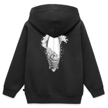 Croquis de planche de surf - Sweat Premium à capuche zippé enfant bio - noir - Dos - AI Model Kid Male (0cm)
