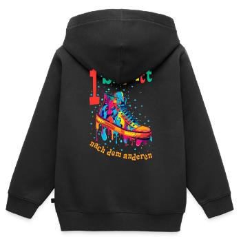 Ein Schritt nach dem anderen Mut machen Motivation - Kinder Premium Organic Zip Hoodie - Schwarz - Hinten - AI Model Kid Male (0cm)