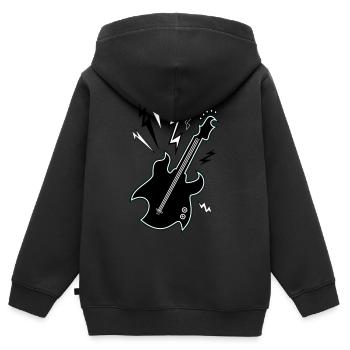 Schwarz-Weiß-Gitarre - Kinder Premium Organic Zip Hoodie - Schwarz - Hinten - AI Model Kid Male (0cm)