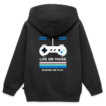 Gaming on Play - Kinder Premium Organic Zip Hoodie - Schwarz - Hinten - AI Model Kid Male (0cm)