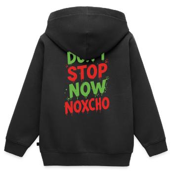 Hör jetzt nicht auf Noxcho - Kinder Premium Organic Zip Hoodie - Schwarz - Hinten - AI Model Kid Male (0cm)