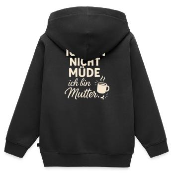 Ich bin nicht müde ich bin Mutter - Kinder Premium Organic Zip Hoodie - Schwarz - Hinten - AI Model Kid Male (0cm)