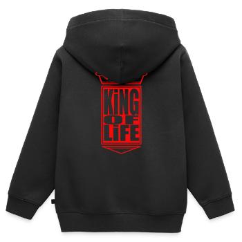 Emblème du roi royal de la vie - Sweat Premium à capuche zippé enfant bio - noir - Dos - AI Model Kid Male (0cm)