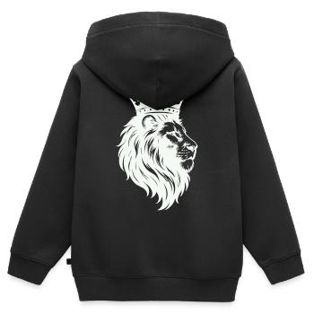 Löwe König Krone - Kids Premium Organic Zip-up Hoodie - black - Back - AI Model Kid Male (0cm)