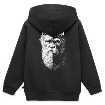 Portrait divisé du gorille de Darwin - Sweat Premium à capuche zippé enfant bio - noir - Dos - AI Model Kid Male (0cm)