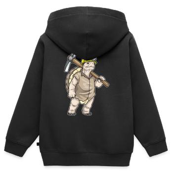 mineur de tortue pioche minage - Sweat Premium à capuche zippé enfant bio - noir - Dos - AI Model Kid Male (0cm)