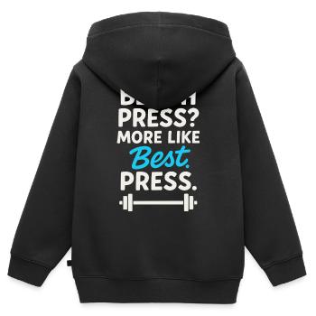 Drôle de développé couché Meme Spot Me Bro Powerlifting - Sweat Premium à capuche zippé enfant bio - noir - Dos - AI Model Kid Male (0cm)