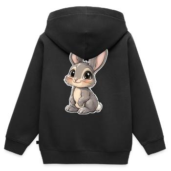 Hase - Kinder Premium Organic Zip Hoodie - Schwarz - Hinten - AI Model Kid Male (0cm)