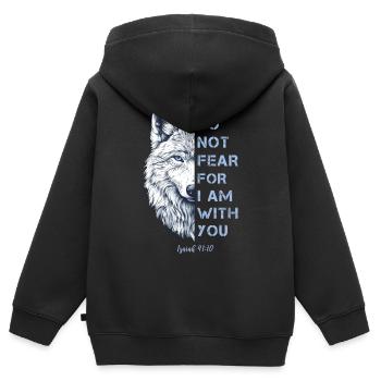 Religiöses Zitat Bibelvers - Kinder Premium Organic Zip Hoodie - Schwarz - Hinten - AI Model Kid Male (0cm)