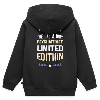 Der Eine und Einzige Psychiater – Limited Edition - Kinder Premium Organic Zip Hoodie - Schwarz - Hinten - AI Model Kid Male (0cm)