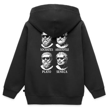 Sunglassed Greek Philosophers Quartet - Kids Premium Organic Zip-up Hoodie - black - Back - AI Model Kid Male (0cm)