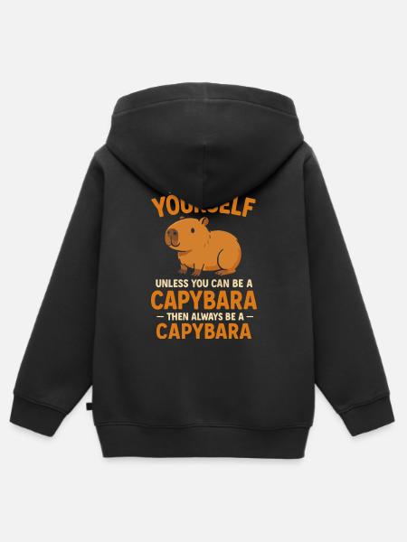 Capybara - Kinder Premium Organic Zip Hoodie - Schwarz