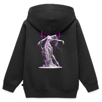 Glaube Tänzerin aus flüssigem Marmor - Kinder Premium Organic Zip Hoodie - Schwarz - Hinten - AI Model Kid Male (0cm)