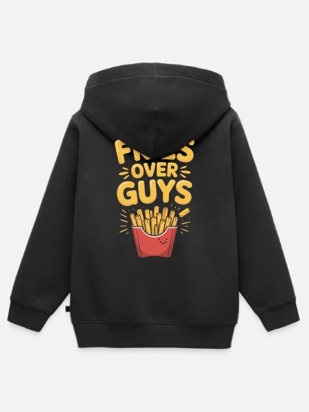 Fries Over Guys – Feminismus T-Shirt - Kinder Premium Organic Zip Hoodie - Schwarz
