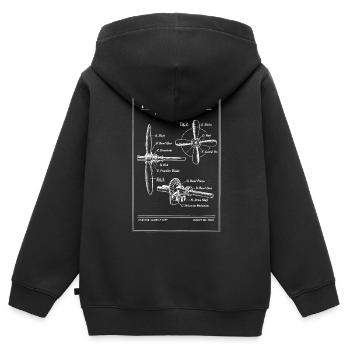 Plan de brevet d’hélice - Sweat Premium à capuche zippé enfant bio - noir - Dos - AI Model Kid Male (0cm)