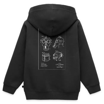 Diagramm der Gasmasken-Blaupause - Kinder Premium Organic Zip Hoodie - Schwarz - Hinten - AI Model Kid Male (0cm)