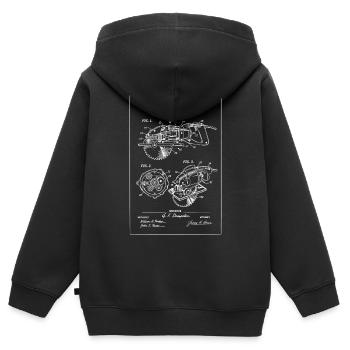 Plan de la scie électrique - Sweat Premium à capuche zippé enfant bio - noir - Dos - AI Model Kid Male (0cm)