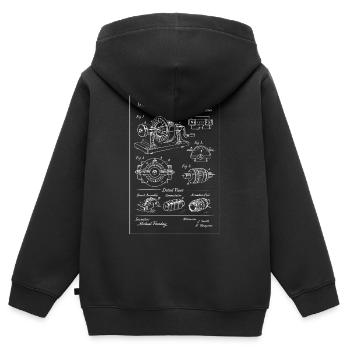 Electric Machine Blueprint Engine - Kids Premium Organic Zip-up Hoodie - black - Back - AI Model Kid Male (0cm)