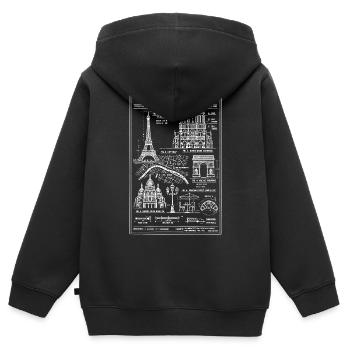 Pariser Stadtsilhouetten-Bauplan - Kinder Premium Organic Zip Hoodie - Schwarz - Hinten - AI Model Kid Male (0cm)