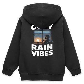 Régénération des vibes de la pluie douillette - Sweat Premium à capuche zippé enfant bio - noir - Dos - AI Model Kid Male (0cm)